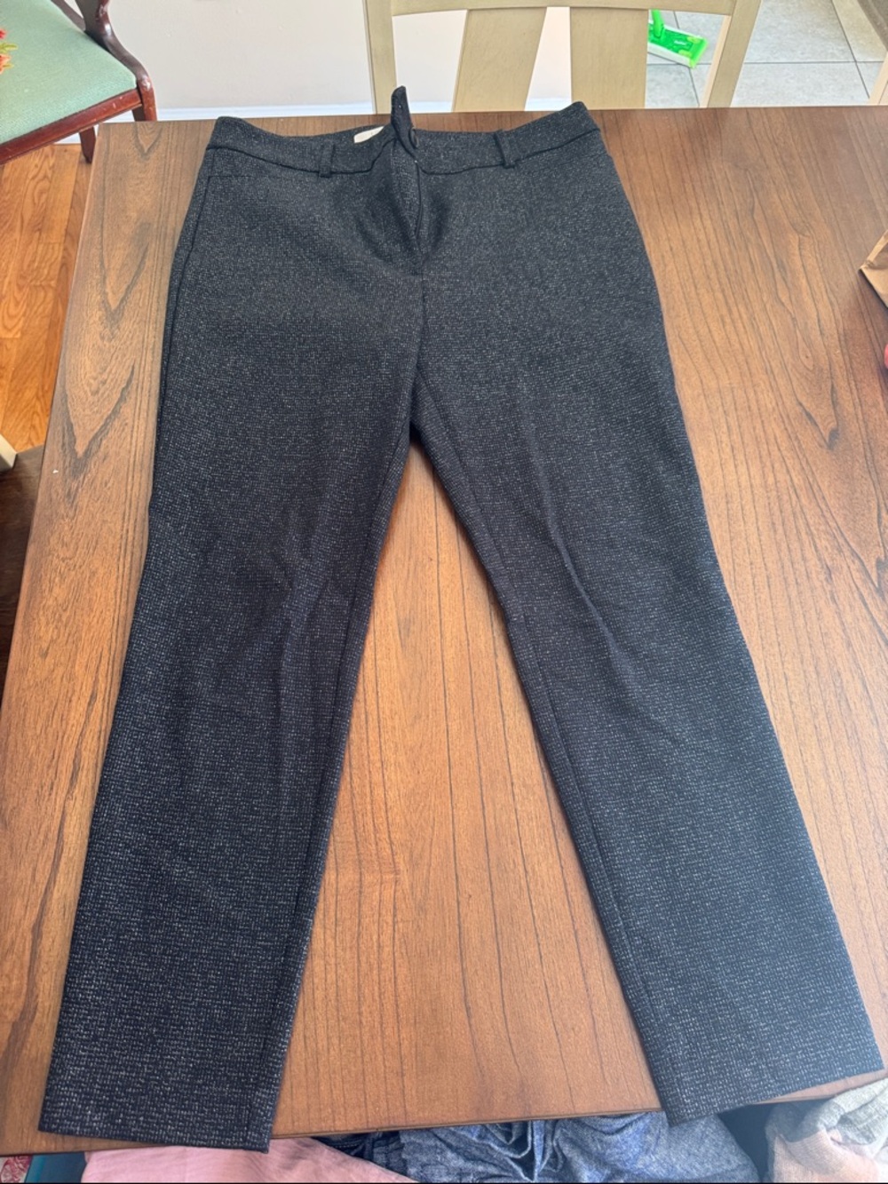 LOFT Black Sparkle Straight-Leg Dress Pants